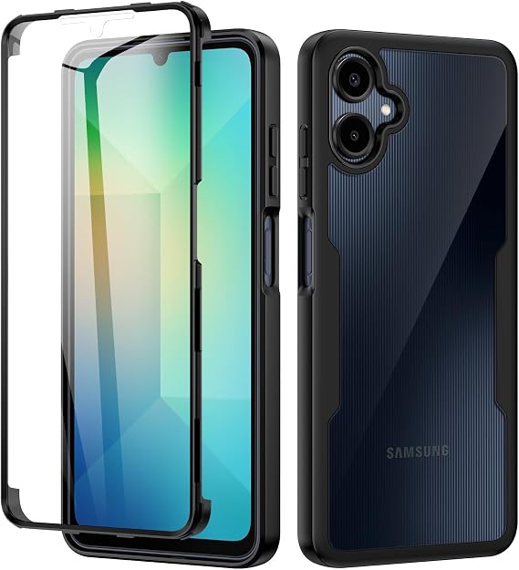 seacosmo for Samsung A06 Case, Galaxy A06 Cover with Screen Protector Black