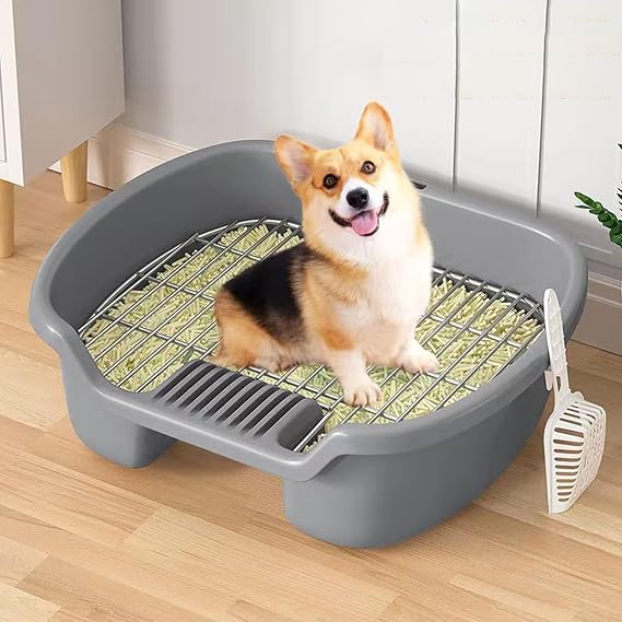 Dog Litter Box Dog Toilet, Pet Training Toilet, Portable Training Pet Potty Indoor Outdoor, Indoor Dog Potties for Apartment and Patio Training (Color : Gray)