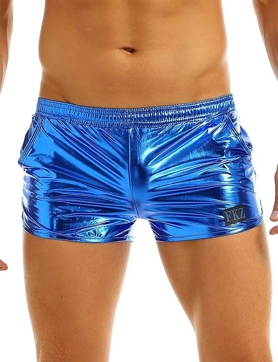 ZUYPSK Men's Boxer Shorts Underwear Holographic Metallic Low Rise Sport Loose Lounge Swim Trunks