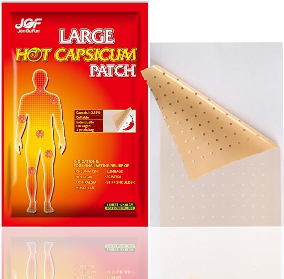 50 Patches Capsaicin Patches, 7.2 x 4.7 in Large Patch for Soreness Relief