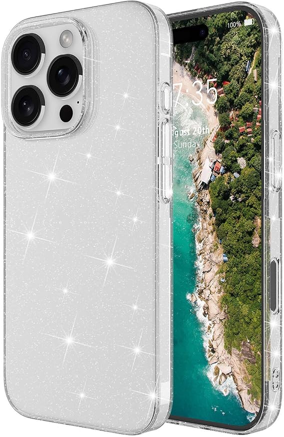 Zore Apple ile uyumlu iPhone 16 Pro Kılıf Parlayan Simli Şeffaf Zore Redos Kapak Şeffaf