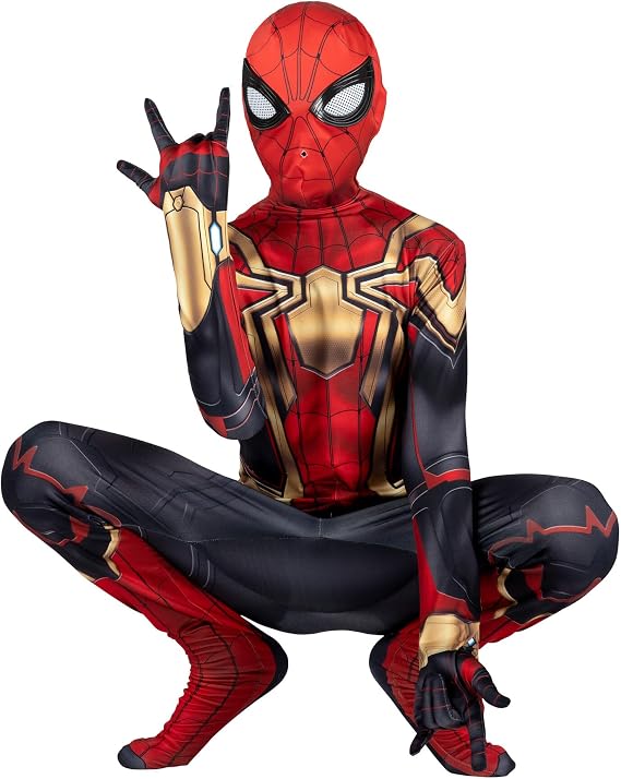 Marvel Integrated Spider-Man Official Youth Deluxe Zentai Suit - Spandex Jumpsuit with Printed Design