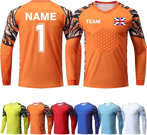 Goalkeeper Jersey Custom Football Goalie Shirt Padded Goalie Jersey Football Personalised Goalkeeper Kit for Kids Youth Adult with Name Number Team Logo
