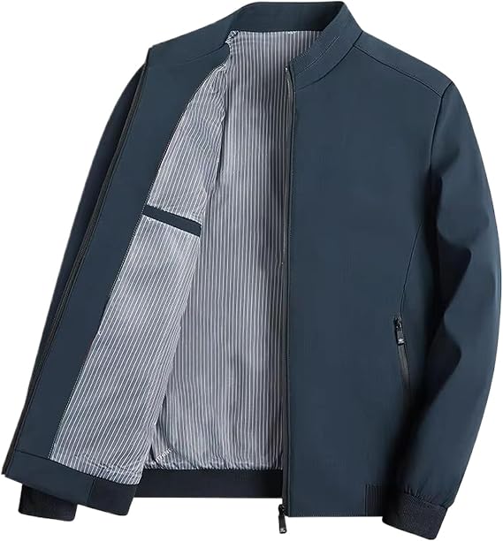 Men's Solid Color Stand Collar Jacket Business Casual British Style