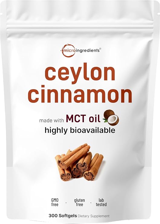 Micro Ingredients Ceylon Cinnamon, 300 Softgels, Made with MCT Oil