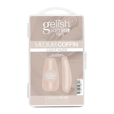 Gelish Nude Soft GelTM Tips - 120 Count Professional Quality Press on Nails Extension for Strong, Long-Lasting Manicures Easy Application, Natural Look, Pre-shaped False Nail