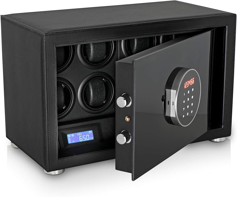 Watch Winder Safe with Digital Lock, Leather Finish and Interior Light