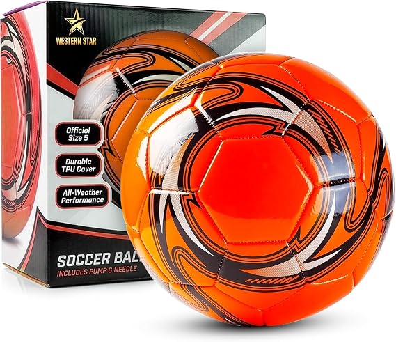 Western Star Soccer Ball Helix- Size 3 4 5 - Official Match Grade Soccer Balls - Attractive and Durable Design