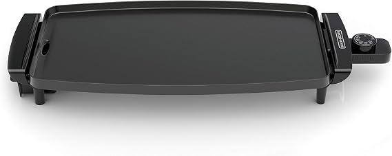 BLACK+DECKER Electric Griddle with Removable Temperature Probe, Indoor Grill, Pancake Griddle, Black, GD1810BC | Extra-Large Electric Griddle with Nonstick Surface, 400F Temp Control, 8 Servings, Drip Tray & Easy Cleanup.