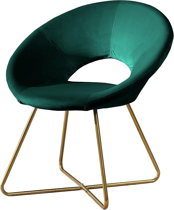Slatina Green Silky Velvet Upholstered Accent Chair with Gold Tone Finished Base
