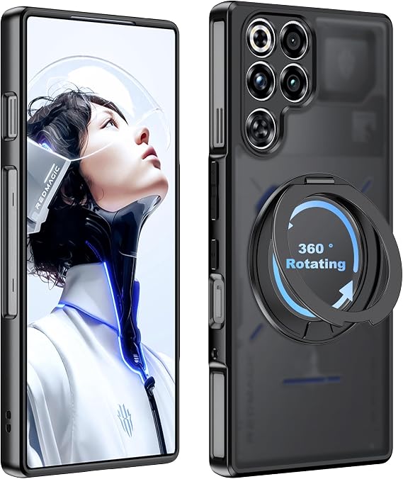 for Nubia RedMagic 11 Pro ケース スタンド付き、高品質、PC素材、傷防止、滑り止め-ブラック