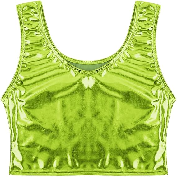 inhzoy Women's Shiny Metallic Crop Tank Top