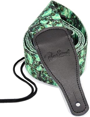 Skull Guitar Strap Leather Ends Guitar Shoulder Strap for Bass, Electric, Acoustic Guitars, Best Gift for Men Women Guitarist
