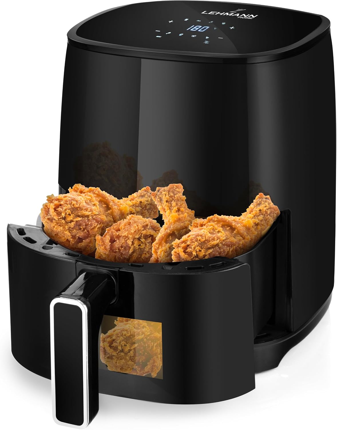 LEHMANN Hot Air Fryer 3.5 L 1400 W Air Fryer with 8 Programmes 80-200 °C Non-Stick Coating Timer Dishwasher Safe Fryer without Oil and Fat for Grilling Baking Dehydration
