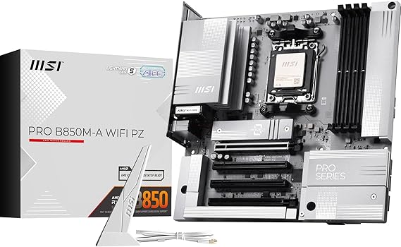 Msi Mb Pro B850m-a Wifi Pz Am5 Ddr5 8200mhz(oc) 4x Pci-e X16 Hdmi Dp 2x M.2 Usb 10gbs 5g Lan Wi-fi 7 Matx