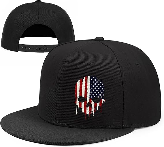 Negi Snapback Hats for Men Flat Bill Hats,American USA Flag Hat,Black Baseball Cap Gift for Men Trucker Dad