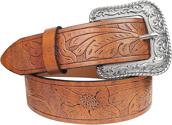 TOPACC Womens Mens Western Belt with Buckle Cowboy Cowgirl Country Belt for Jeans Pants