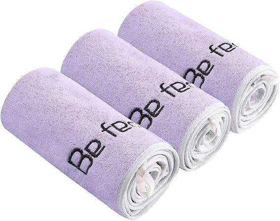 BOBOR 3-Pack 14 x 29 Inch Gym Towels for Women Sweat, Workout Sweat Towel for Men Gym, Super Absorbent, Fast Drying Fitness Exercise Towels for Sweat, Soft Polyester Fiber (Purple 3 Pack, 14" x 29")