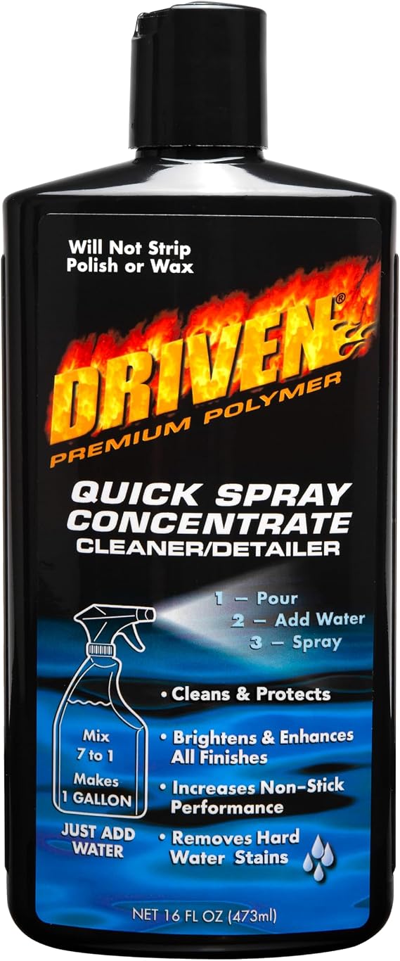 DRIVEN Quick Spray Concentrate, Cleaner, Spray Detailer, Boats, Cars, RVs, Motorcycles, Brightens & Enhances Surface with Non-Stick Protection, Fiberglass, Paint, Metal, Glass, Plastic