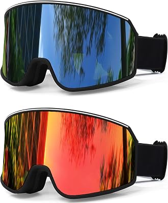 SPOSUNE Ski Goggles Over Glasses with Dual lens | Anti-fog Anti-UV Snow Goggles for Men Women Youth Skiing Snowmobile