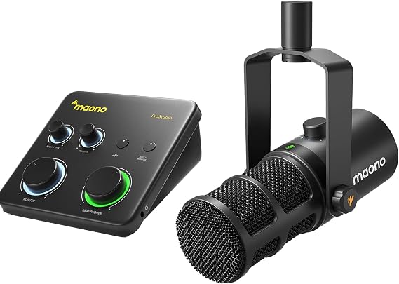 MAONO USB Audio Interface for PC & XLR Dynamic Microphone: Interface with XLR Input 24-bit/192kHz Routing Software Loopback for Recording Music, Guitar, Podcast, Streaming
