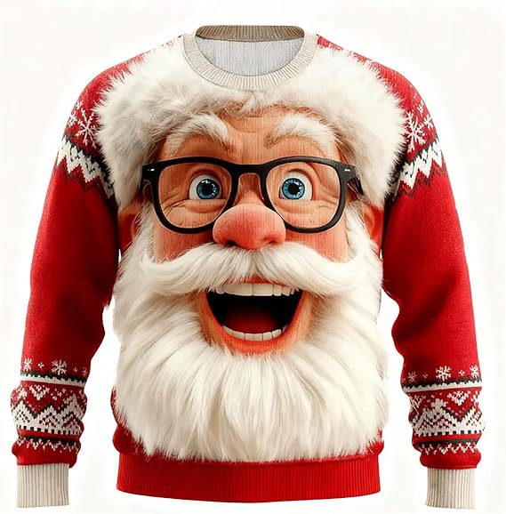 Ugly Christmas Jumpers Mens Uk Shirt Xmas Shirts Novelty Crewneck Tops Casual Comfortable Men Jumper for Funny Golf Santa Claus Print Sweatshirt Pullover