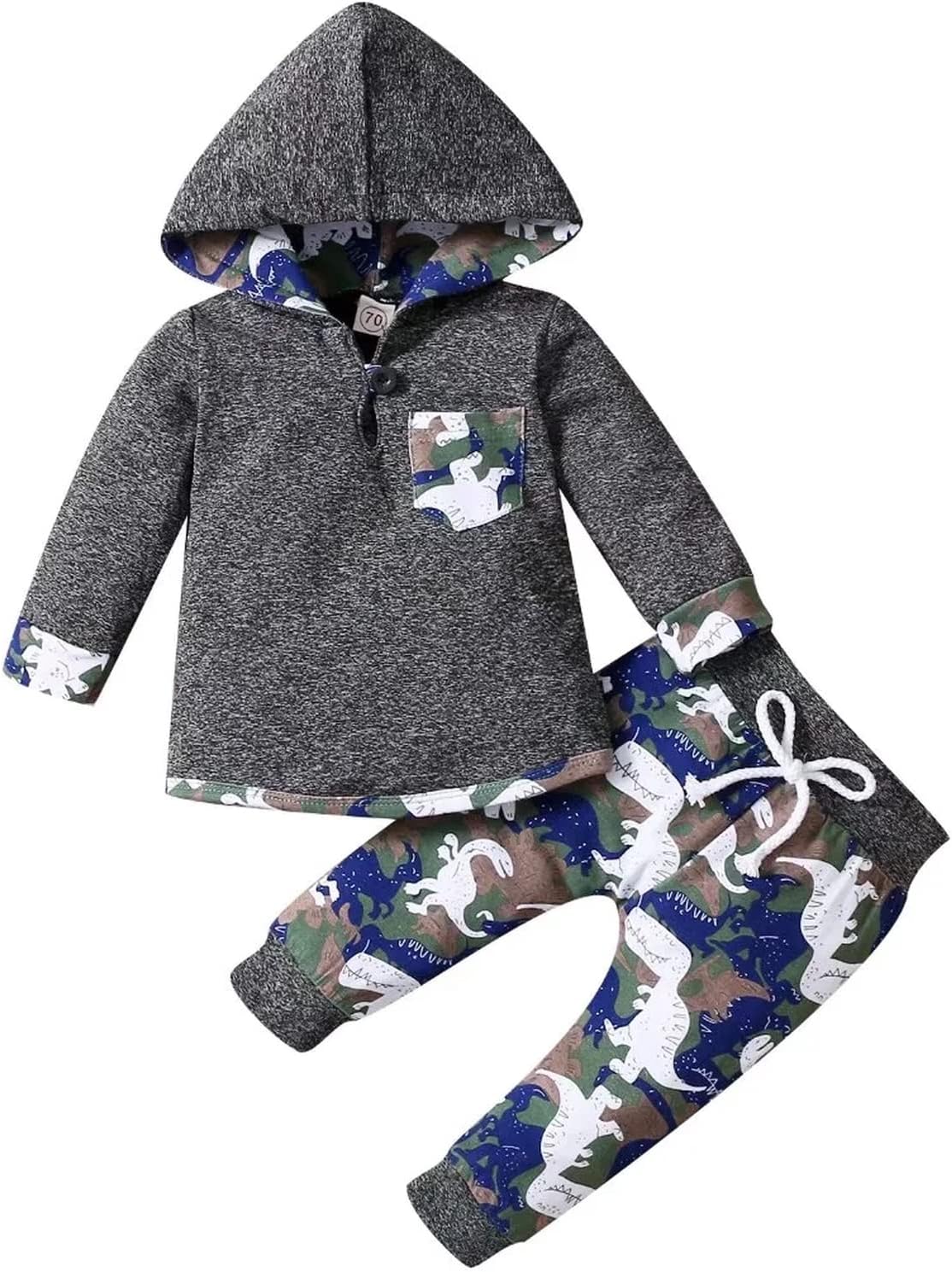 Toddler Baby Boy Clothes Infant Spring Winter Outfits Pocket Hoodie Sweatshirt Dinosaur Pants