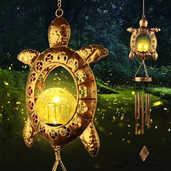 Solar Turtle Wind Chimes, Tortoise Wind Chimes Lights, Gifts for Women