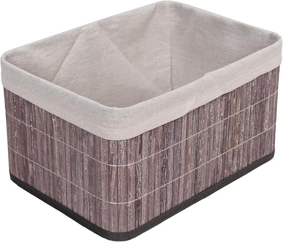 Deconox Bambu Çok Amaçlı Saklama Kutusu Düzenleyici Derin Boy Organizer, Dekoratif Bambu Düzenleyici GRİ (32x23x17cm)
