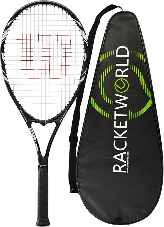 Wilson Federer Adult Tennis Racket (Various Bundle Options) Black/White Series