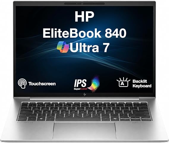 HP EliteBook 840 Business Laptop 14.0" Touchscreen IPS WUXGA Display (Intel Ultra 7-165H, 16GB DDR5, 512GB SSD, Intel Graphics, Backlit KB, 2 Thunderbolt 4, WiFi 6E, Webcam, Win 11 Pro)