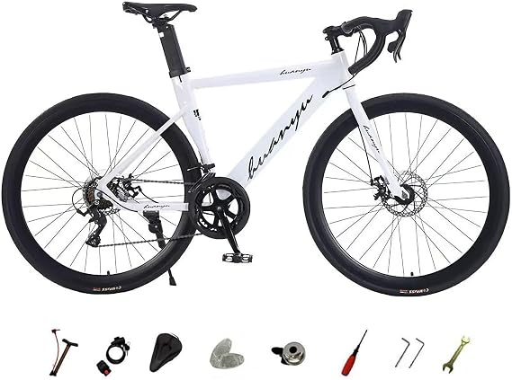 Lightweight road bike, 16 speed shifter, city cycle, equipped with an aero frame and dual control lever, easy to handle even for beginners