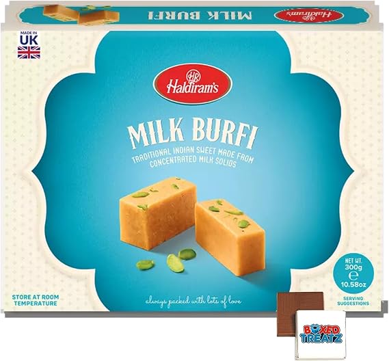 Haldiram Indian Sweets 300g Popular Indian Sweets For Every Occasions Rich Flavour/Dessert/Sweet Gifts/Festival/Celebrations Boxed Treatz (300g, Milk Burfi)