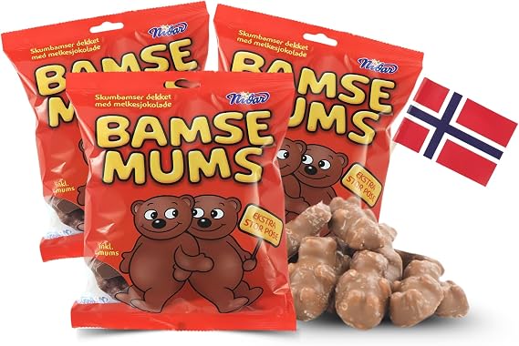 Marshmallow Chocolate Bears 115g | Nidar Bamse Mums Marshmallow Bears 3pack