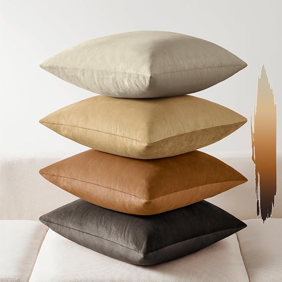 Softalker Velvet Throw Pillow Covers 18x18 Set of 4, Sand Gradient