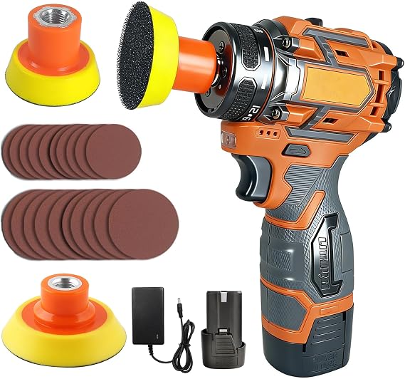 16.8V Cordless Electric Sander, Brushless Small Sander with 20PCS Sandpapers, 2/3" Backing Plate, 2 Variable Speed, Mini Compact Design Cordless Buffer Polisher for Wood, Metal, Paint Removal