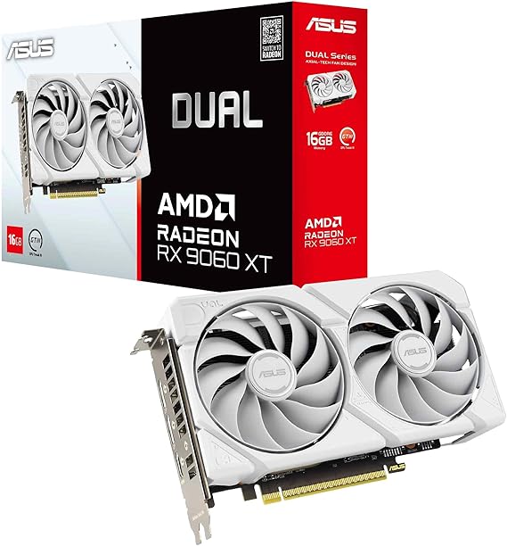 ASUS DUAL Radeon RX 9060 XT 16GB GDDR6 Beyaz Edition Gaming Ekran Kartı