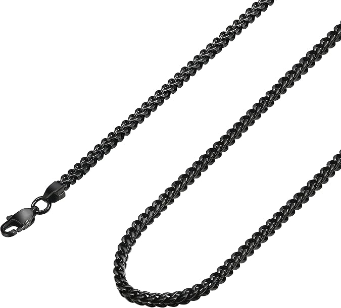 FIBO STEEL 3-6mm Curb Chain Necklace for Men Women Stainless Steel Biker Punk Style 18.0-30.0 inches Silver Black Gold Tone