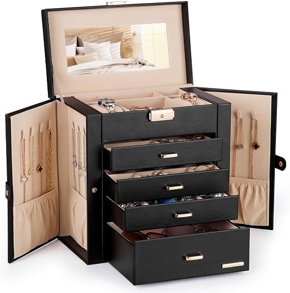 Homde Large Jewelry Box for Women: 5-Layer Organizer with Lock for Dresser