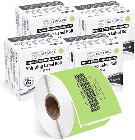 HouseLabels Compatible with Dymo 30256 Labels, Green, 2-5/16" x 4"