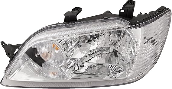 HEADLIGHTSDEPOT Chrome Housing Halogen Headlight Compatible with Mitsubishi Lancer 2002-2003 Includes Left Driver Side Headlamp