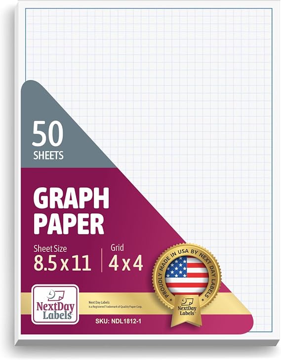 NextDayLabels Blueprint Graph Paper Pad 8.5x11, 50 Sheets, 1-Pack