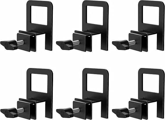 niffgaff 6 PCS Adjustable AntiSlip Mattress Slide Stopper Grippers Prevent Mattress Slipping, Metal Bed Frame Holder in Place, Black