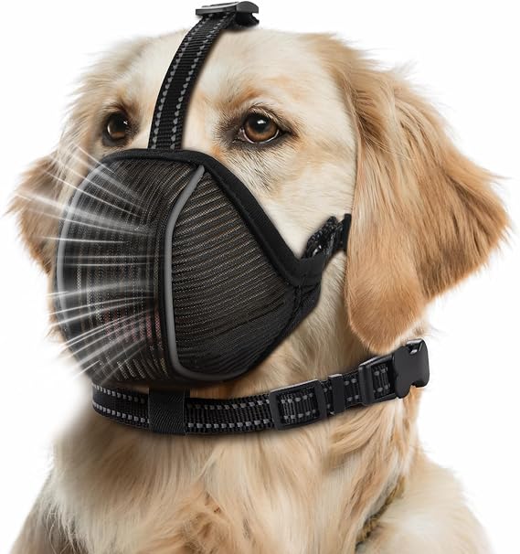 Dog Muzzle,Mesh Soft Muzzle for Small Medium Large Sized Dogs, Adjustable Puppy Muzzles with Collar Prevents Chewing,Biting & Scavenging | Allows Panting, Drinking & Grooming (XL)