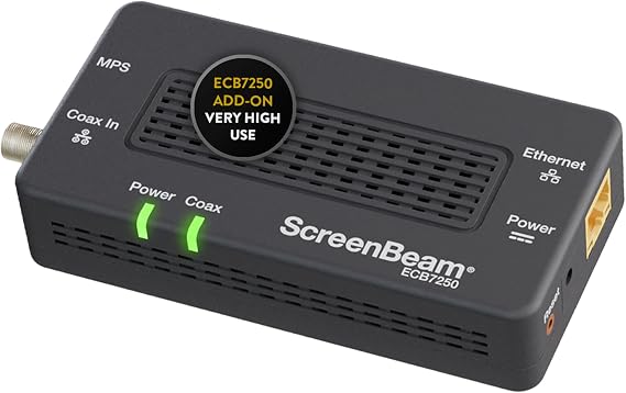 ScreenBeam Bonded MoCA 2.5 Network Adapter for Highest Speed Internet, Ethernet Over Coax - Single Add-On Adapter for Existing MoCA Network (Model: ECB7250S02)