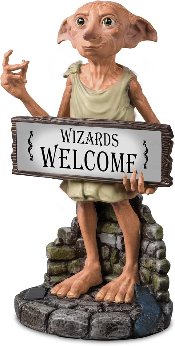 Illuminated Harry Potter Solar Lit Outdoor Welcome Sign Featuring A Sculpted Dobby The House Elf