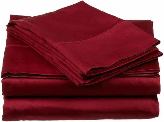 Twin Size Sheet Set, 100% Long Staple Cotton Sheets Set, with Deep Pocket fit Upto 15 Inch (Burgundy Solid, Twin 100% Cotton Sheet Sets)