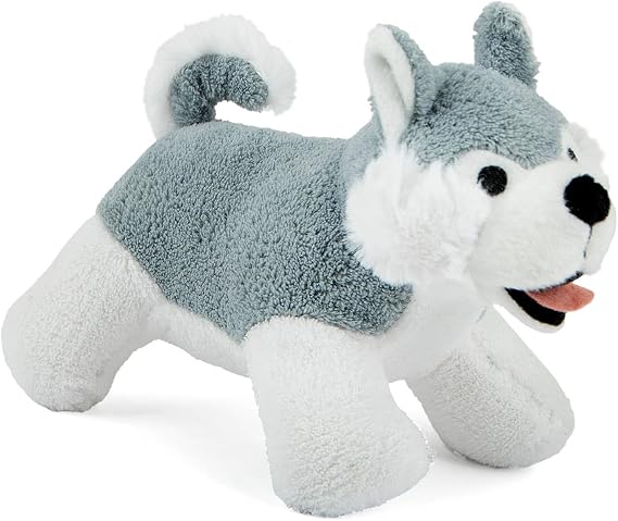 Jeffers Pet Animal Cuddlers Plush Squeaky Dog Toy, 8 in - Gray Husky