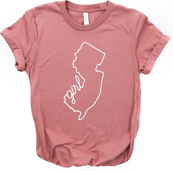 Jersey Girl Shirt, New Jersey Outline Softstyle Tee, Bella Canvas Soft-Feel Unisex Tee