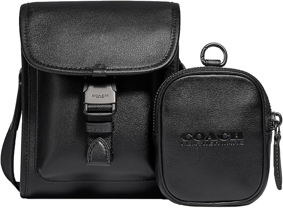 Coach Men's Charter North/South Crossbody with Hybrid Pouch in Smooth Leather, Black, One Size